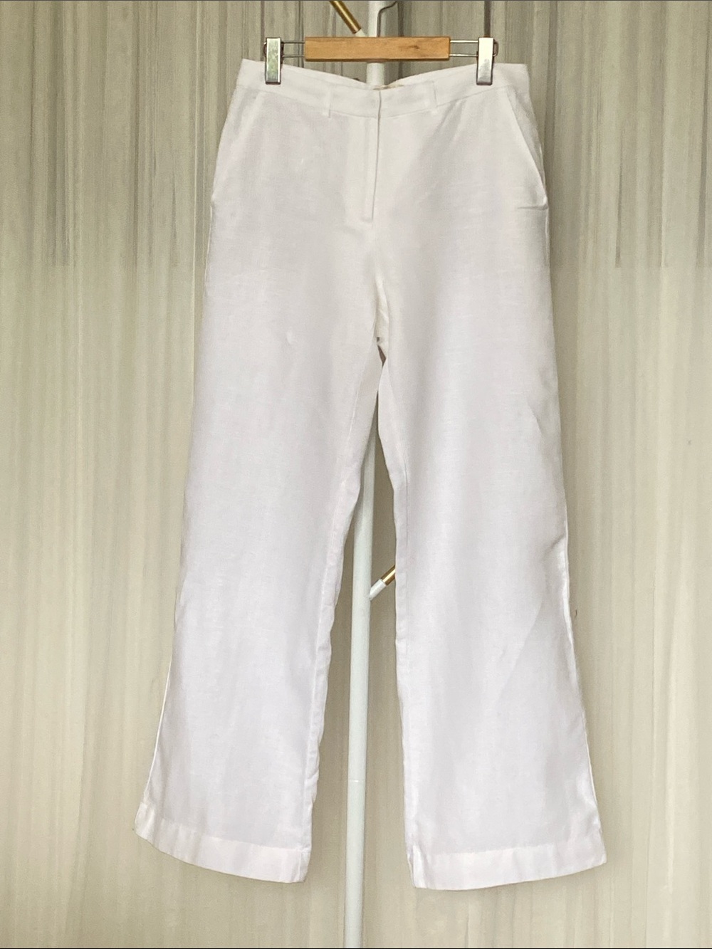 Women’s White Wide-Leg 100% Linen Pants/Trouser by Nougat London Size 1 (S)